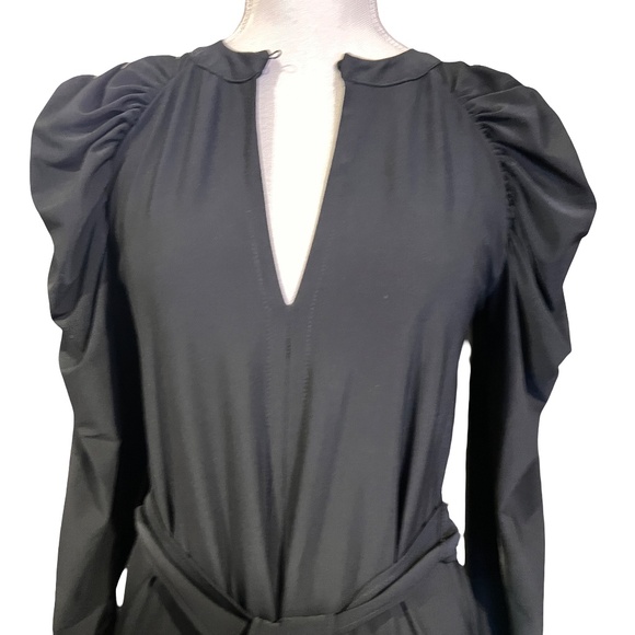 #A317  Zara Women’s Black Belted Midi Puff Shoulder Pre- Owned Chic Posh Style S - Picture 4 of 9